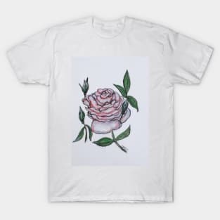 Pink And White Rose T-Shirt